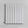 Radiateur design électrique horizontal – Blanc – 63, 5 x 59 cm – Avec thermostat intelligent – Câblé – Sloane – ECOSO x Hudson Reed