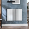 Radiateur design électrique horizontal – Blanc – 63, 5 x 82, 6 cm - 2 rangs - Avec thermostat wifi intégré - Câblé - Vitality – ECOSO x Hudson Reed