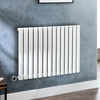 Radiateur design électrique horizontal – Blanc – 63, 5 x 82, 6 cm - Avec thermostat intelligent chromé - Sur prise - Vitality – ECOSO x Hudson Reed