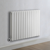Radiateur design électrique horizontal – Blanc – 63, 5 x 82, 6 cm – 2 rangs – Thermostat intelligent chromé – Câblé – Sloane – ECOSO x Hudson Reed