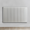 Radiateur design électrique horizontal – Blanc – 63, 5 x 82, 6 cm – 2 rangs – Thermostat intelligent externe – Câblé – Sloane – ECOSO x Hudson Reed