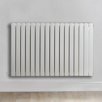 Radiateur design électrique horizontal – Blanc – 63, 5 x 82, 6 cm – 2 rangs – Thermostat intelligent externe – Câblé – Sloane – ECOSO x Hudson Reed