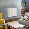 Radiateur design électrique horizontal – Blanc – 63, 5 x 84 cm – 2 rangs – Avec thermostat wifi externe – Câblé – Delta – ECOSO x Hudson Reed