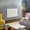 Radiateur design électrique horizontal – Blanc – 63, 5 x 98 cm – Avec thermostat intelligent externe – Câblé – Delta – ECOSO x Hudson Reed