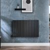 Radiateur design électrique horizontal – Noir – 63, 5 cm x 100 cm - Avec thermostat extrene - Câblé - Avec cache câble - Vitality – ECOSO par Hudson Reed