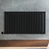 Radiateur design électrique horizontal – Noir – 63, 5 cm x 119 cm – Avec thermostat intégré – Sur prise – Delta – ECOSO par Hudson Reed