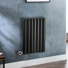 Radiateur design électrique horizontal – Noir – 63, 5 cm x 41, 3 cm - Double rang - Avec thermostat intégré chromé - Câblé - Vitality – ECOSO par Hudson Reed