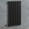 Radiateur design électrique horizontal – Noir – 63, 5 cm x 42 cm – Avec thermostat intégré chromé – Sur prise – Delta – ECOSO par Hudson Reed