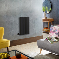 Radiateur design électrique horizontal – Noir – 63, 5 cm x 42 cm – Double rang – Avec thermostat externe – Câblé avec cache câble – Delta – ECOSO par Hudson Reed