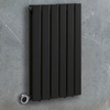 Radiateur design électrique horizontal – Noir – 63, 5 cm x 42 cm – Double rang – Avec thermostat intégré chromé – Sur prise – Delta – ECOSO par Hudson Reed