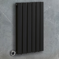 Radiateur design électrique horizontal – Noir – 63, 5 cm x 42 cm – Double rang – Avec thermostat intégré chromé – Sur prise – Delta – ECOSO par Hudson Reed