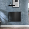 Radiateur design électrique horizontal – Noir – 63, 5 cm x 82, 6 cm - Double rang - Avec thermostat extrene - Câblé - Avec cache câble - Vitality – ECOSO par Hudson Reed