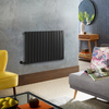 Radiateur design électrique horizontal – Noir – 63, 5 cm x 98 cm – Avec thermostat externe – Câblé avec cache câble – Delta – ECOSO par Hudson Reed