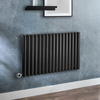 Radiateur design électrique horizontal – Noir – 63, 5 x 100 cm - 2 rangs - Thermostat wifi chromé - Câblé - Vitality – ECOSO x Hudson Reed