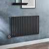 Radiateur design électrique horizontal – Noir – 63, 5 x 100 cm - Avec thermostat wifi intégré chromé - Sur prise - Vitality – ECOSO x Hudson Reed