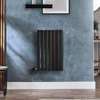 Radiateur design électrique horizontal – Noir – 63, 5 x 41, 3 cm - 2 rangs - Avec thermostat intelligent - Sur prise - Vitality – ECOSO x Hudson Reed