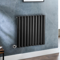 Radiateur design électrique horizontal – Noir – 63, 5 x 59 cm - 2 rangs - Thermostat intelligent chromé - Sur prise - Vitality – ECOSO x Hudson Reed