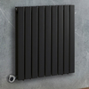 Radiateur design électrique horizontal – Noir – 63, 5 x 63 cm – 2 rangs – Avec thermostat connecté chromé – Câblé – Delta – ECOSO x Hudson Reed