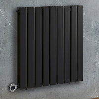 Radiateur design électrique horizontal – Noir – 63, 5 x 63 cm – 2 rangs – Avec thermostat connecté chromé – Sur prise – Delta – ECOSO x Hudson Reed