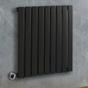 Radiateur design électrique horizontal – Noir – 63, 5 x 63 cm – Avec thermostat connecté chromé – Sur prise – Delta – ECOSO x Hudson Reed