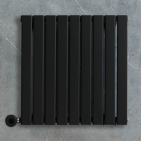 Radiateur design électrique horizontal – Noir – 63, 5 x 63 cm – Avec thermostat intelligent – Câblé – Delta – ECOSO x Hudson Reed