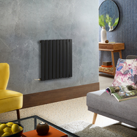 Radiateur design électrique horizontal – Noir – 63, 5 x 63 cm – Avec thermostat intelligent externe – Câblé – Delta – ECOSO x Hudson Reed