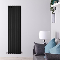 Radiateur design vertical - 160 x 49 cm - Noir - 2 rangs - Design moderne - Chauffage central - Delta - Hudson Reed