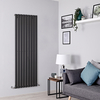 Radiateur design vertical - 160 x 63 cm - Acier anthracite - Chauffage eau chaude mural - Salon & cuisine - Hudson Reed