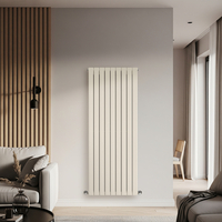 Radiateur design vertical - 160 x 63 cm - Acier blanc beige - Chauffage eau chaude mural - Salon & cuisine - Hudson Reed