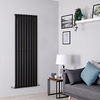 Radiateur design vertical - 160 x 63 cm - Acier noir - Chauffage eau chaude mural - Salon & cuisine - Hudson Reed