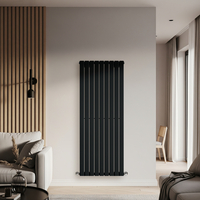 Radiateur design vertical - 160 x 63 cm - Acier noir moderne - Chauffage eau chaude mural - Salon & cuisine - Hudson Reed