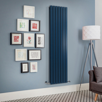 Radiateur design vertical à panneau plat – Bleu (Deep Sea Blue) – 178 cm x 49 cm – Rang double – Delta