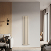 Radiateur design vertical à panneau plat – Marron clair beige – 160 cm x 28 cm – Rang simple – Design mural fin & haut - Hudson Reed