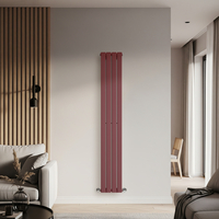 Radiateur design vertical à panneau plat – Rouge brique moderne – 178 cm x 28 cm – Rang simple – Eau chaude - Hudson Reed