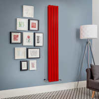 Radiateur design vertical à panneau plat – Rouge (Siamese Red) – 178 cm x 28 cm – Rang double – Delta