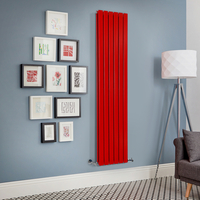 Radiateur design vertical à panneau plat – Rouge (Siamese Red) – 178 cm x 42 cm – Rang double – Delta