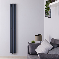 Radiateur design vertical – Raccordement central – Anthracite – 178 cm x 23, 6 cm – Double rangs – Vitality Caldae
