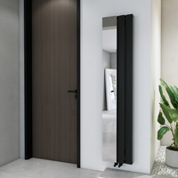 Radiateur design vertical avec miroir - Aluminium noir - 180 x 37, 5 cm - Design moderne - Aris - Hudson Reed