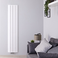 Radiateur Design Vertical Raccordement Central Aluminium Blanc Aurora 180cm x 37, 5cm x 4, 5cm 1384 Watts