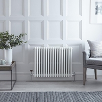 Radiateur horizontal à colonnes style fonte rétro - Blanc – 60 cm x 78, 5 cm – Quatre rangs - Windsor