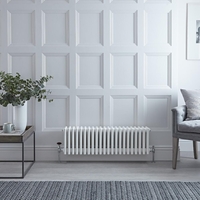 Radiateur Horizontal Style Fonte Blanc Windsor 30cm x 101cm x 13, 3cm 1060 Watts