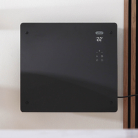 Radiateur Électrique - Panneau Verre Plat - Écran LED - 1000W - Noir - 47 x 41 cm - Mural/Roulette - Ecoso Vitrum par Hudson Reed