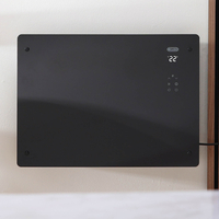 Radiateur Électrique - Panneau Verre Plat - Écran LED - 1500W - Noir - 47 x 64 cm - Mural/Roulette - Ecoso Vitrum par Hudson Reed