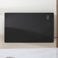 Radiateur Électrique - Panneau Verre Plat - Écran LED - 2000W - Noir - 47 x 77 cm - Mural/Roulette - Ecoso Vitrum par Hudson Reed