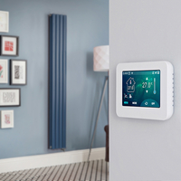 Radiateur électrique design vertical - Bleu - 2 rangs - 178 x 23, 6 cm -Thermostat Wi-Fi écran tactile - Cache-câble - Vitality - Hudson Reed