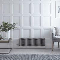 Radiateur électrique horizontal - Style fonte - Acier brut - 30cm x 101cm x 10cm - Choix de thermostat Wi-Fi - Windsor