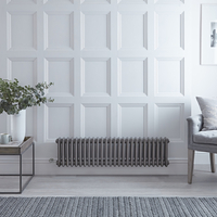 Radiateur électrique horizontal - Style fonte - Acier Brut - 30cm x 119cm x 10cm - Choix de thermostat Wi-Fi - Windsor
