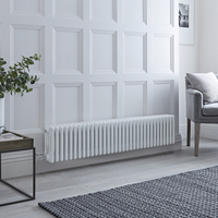 Radiateur électrique horizontal - Style Fonte – Blanc - 30 cm x 148, 5 cm x 14 cm - Choix de thermostat Wi-Fi - Windsor