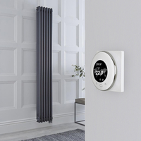Radiateur électrique style fonte - Anthracite - 3 rangs - 29 x 180 cm - Thermostat Wi-Fi rond - Design rétro - Windsor - Hudson Reed