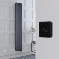 Radiateur électrique style fonte - Anthracite - 3 rangs - 29 x 180 cm - Thermostat Wi-Fi rétro-éclairé noir - Design rétro - Windsor - Hudson Reed